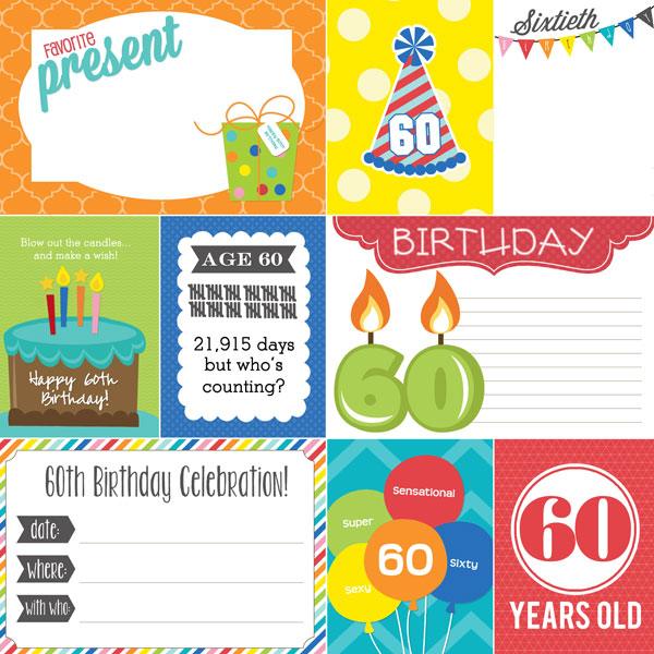 Birthday Journal Collection 60th 12 x 12 Double-Sided Scrapbook Paper by Scrapbook Customs - Scrapbook Supply Companies