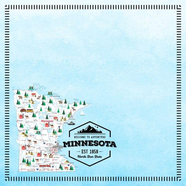 Postage Map Collection Minnesota 12 x 12 Scrapbook Paper by Scrapbook Customs - Scrapbook Supply Companies