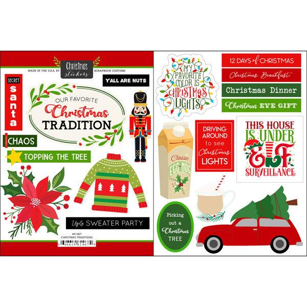 Christmas Collection Christmas Traditions 5 x 6 Double-Sided Scrapbook Sticker Sheet by Scrapbook Customs - Scrapbook Supply Companies