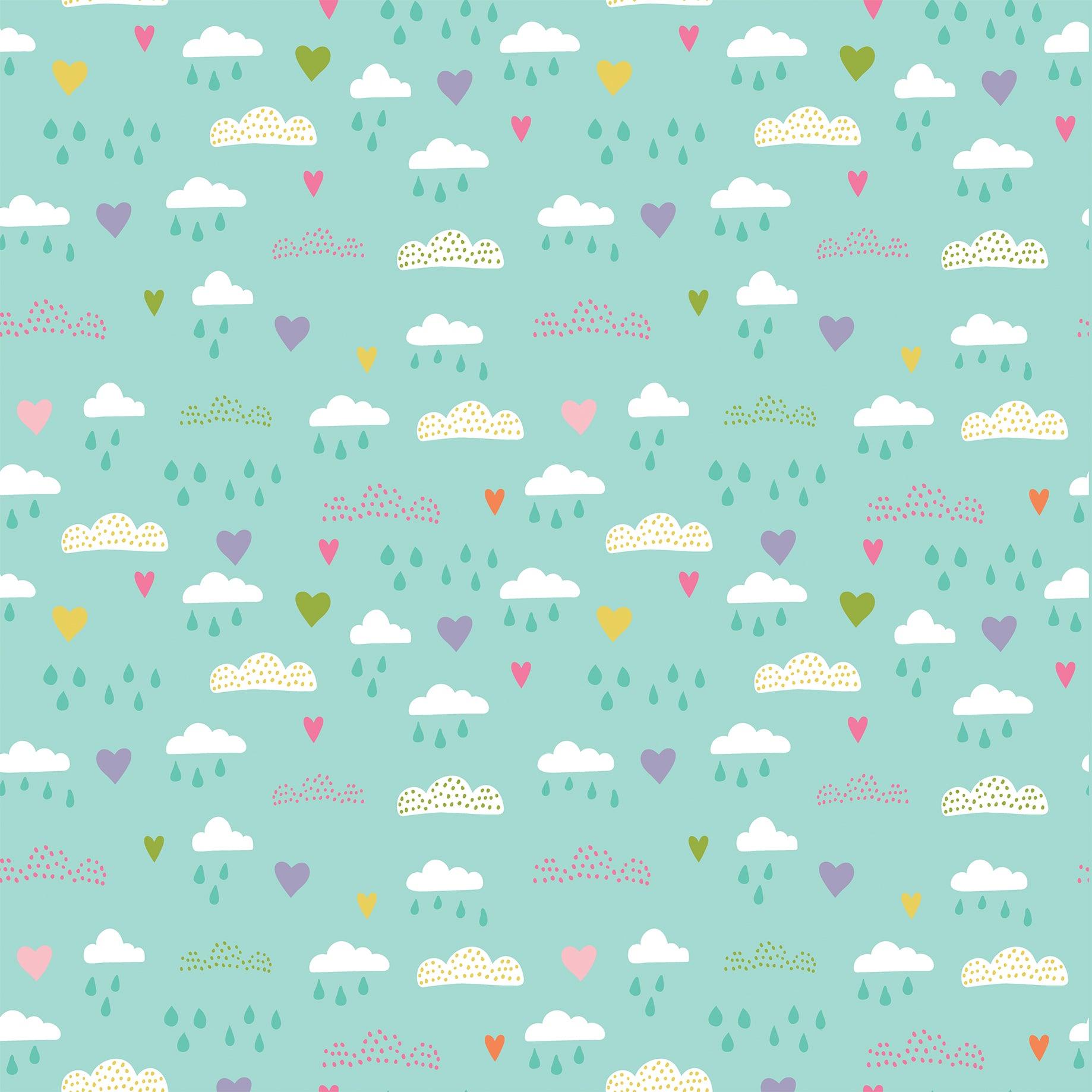 All About A Girl Collection Heartfelt Sky 12 x 12 Double-Sided Scrapbook Paper by Echo Park Paper - Scrapbook Supply Companies