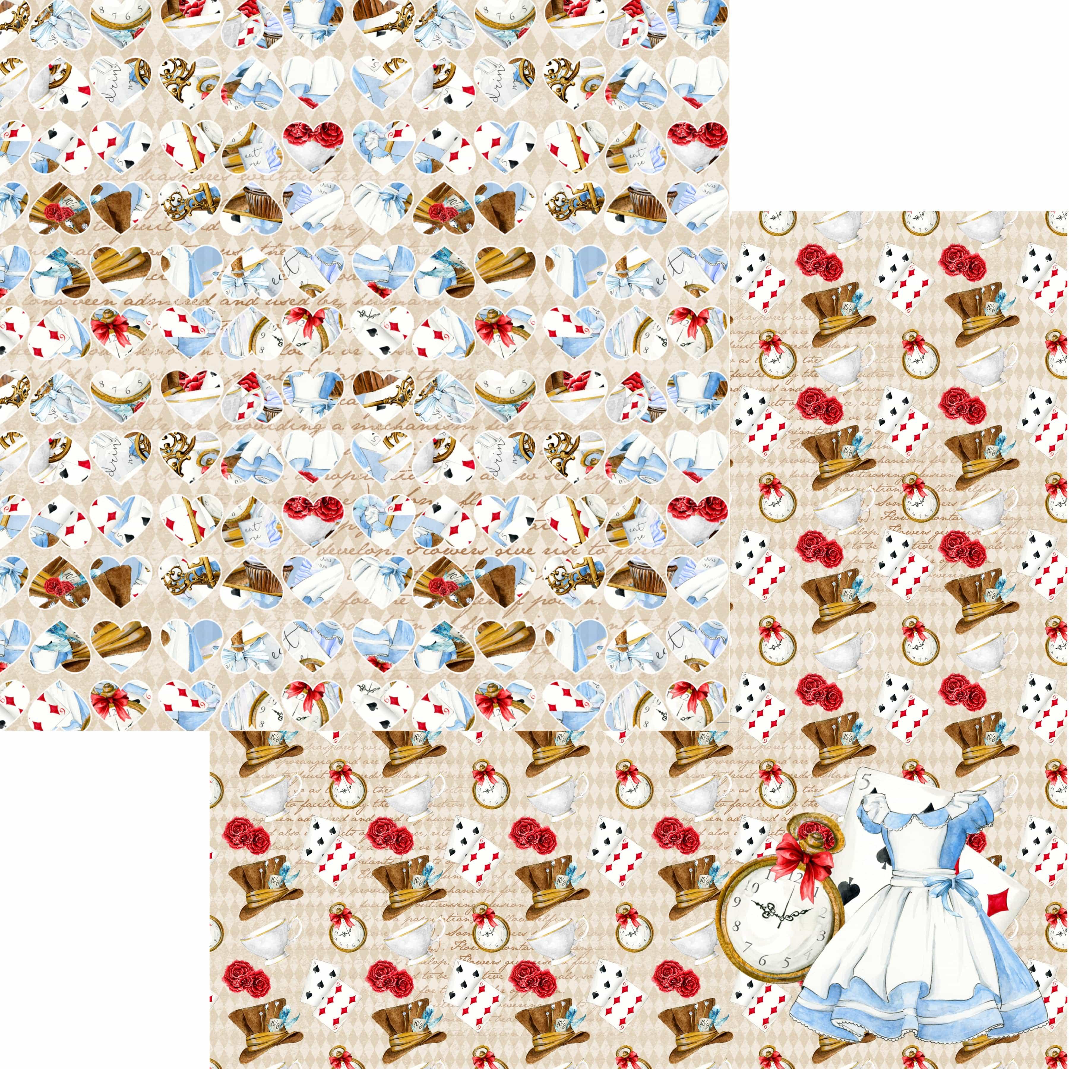 Alice Collection Mad Hats 12 x 12 Double-Sided Scrapbook Paper by SSC Designs