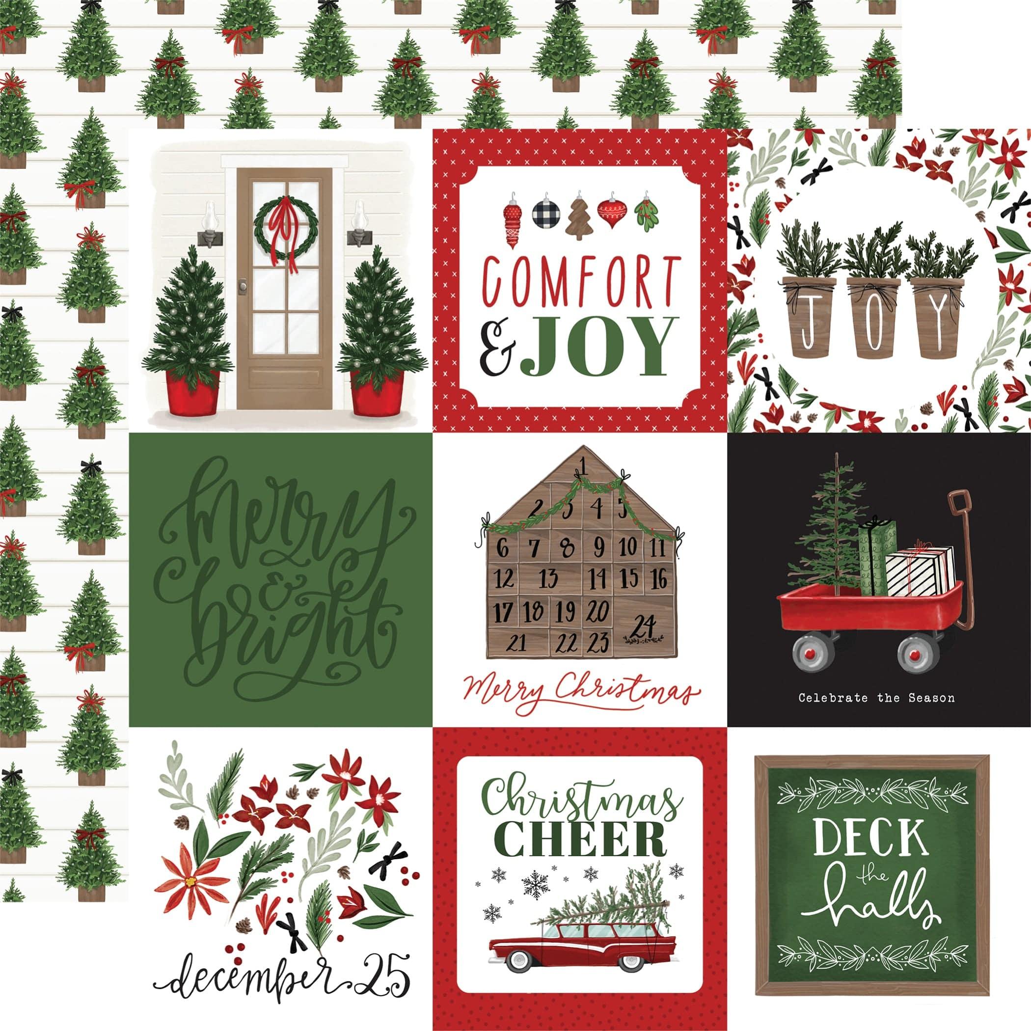 Home For Christmas Collection 4x4 Journaling Cards 12 x 12 Double-Sided Scrapbook Paper by Carta Bella