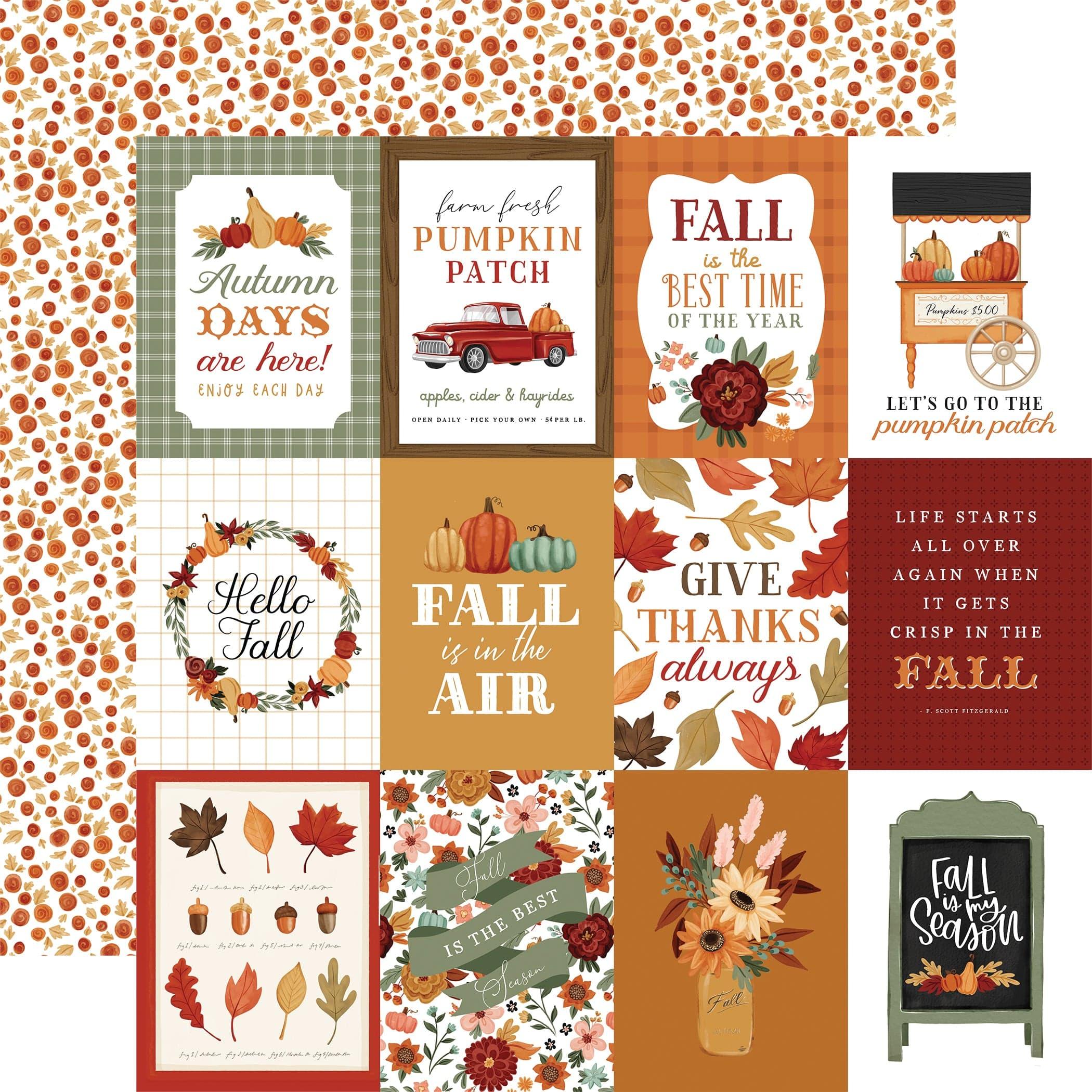 Welcome Fall Collection 3x4 Journaling Cards 12 x 12 Double-Sided Scrapbook Paper by Carta Bella