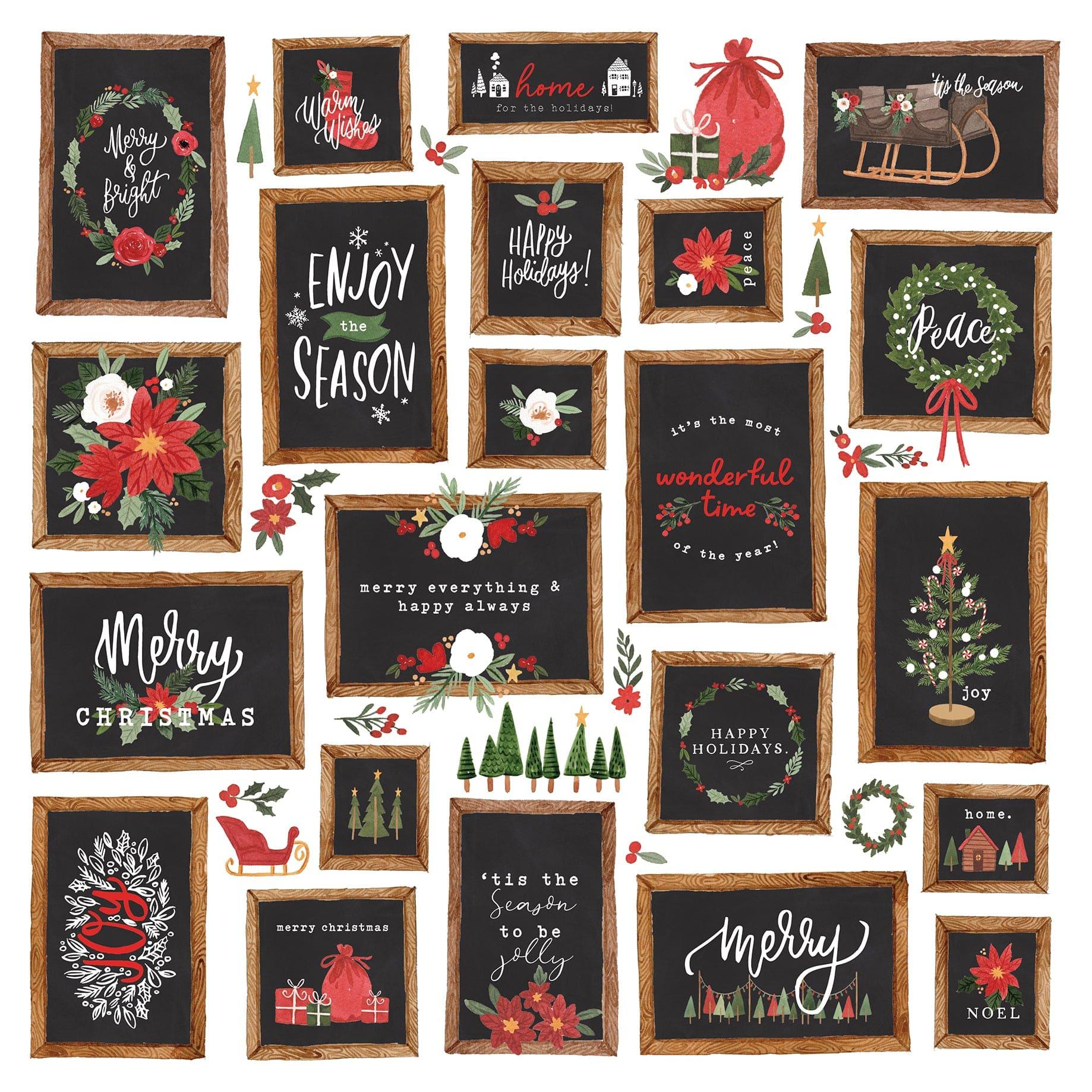 Happy Christmas Collection Christmas Signs 12 x 12 Double-Sided Scrapbook Paper by Carta Bella - Scrapbook Supply Companies