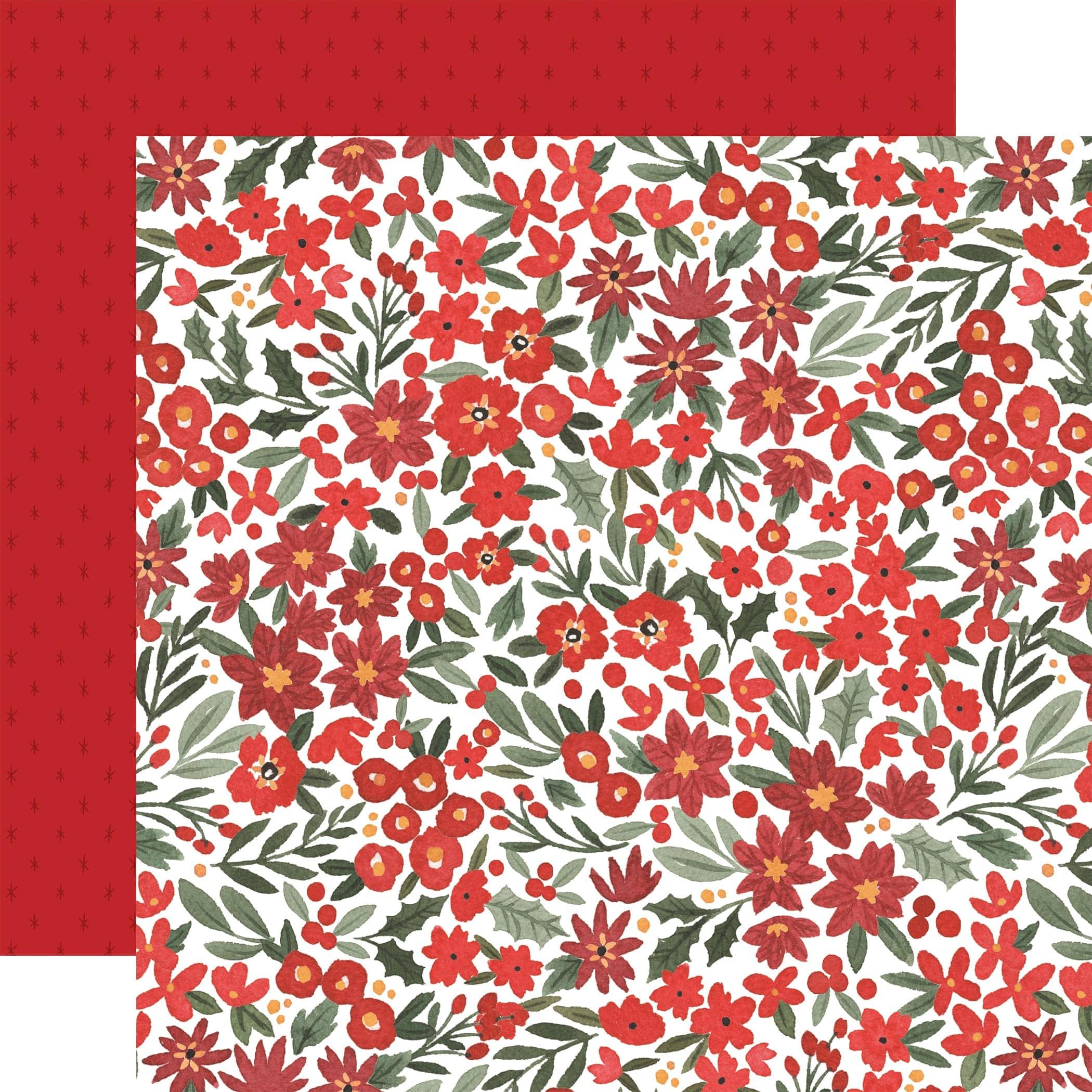 Happy Christmas Collection Christmas Floral 12 x 12 Double-Sided Scrapbook Paper by Carta Bella