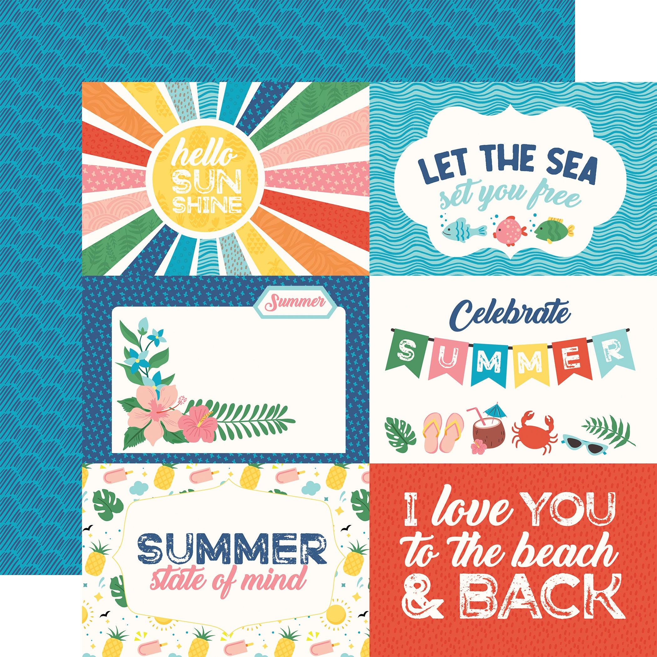 Endless Summer Collection 6x4 Journaling Cards 12 x 12 Double-Sided Scrapbook Paper by Echo Park Paper