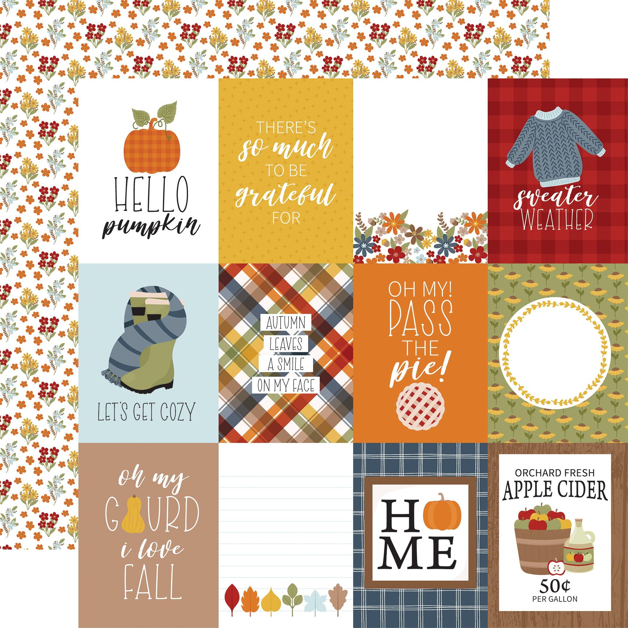 Fall Fever Collection 3x4 Journaling Cards 12 x 12 Double-Sided Scrapbook Paper by Echo Park Paper