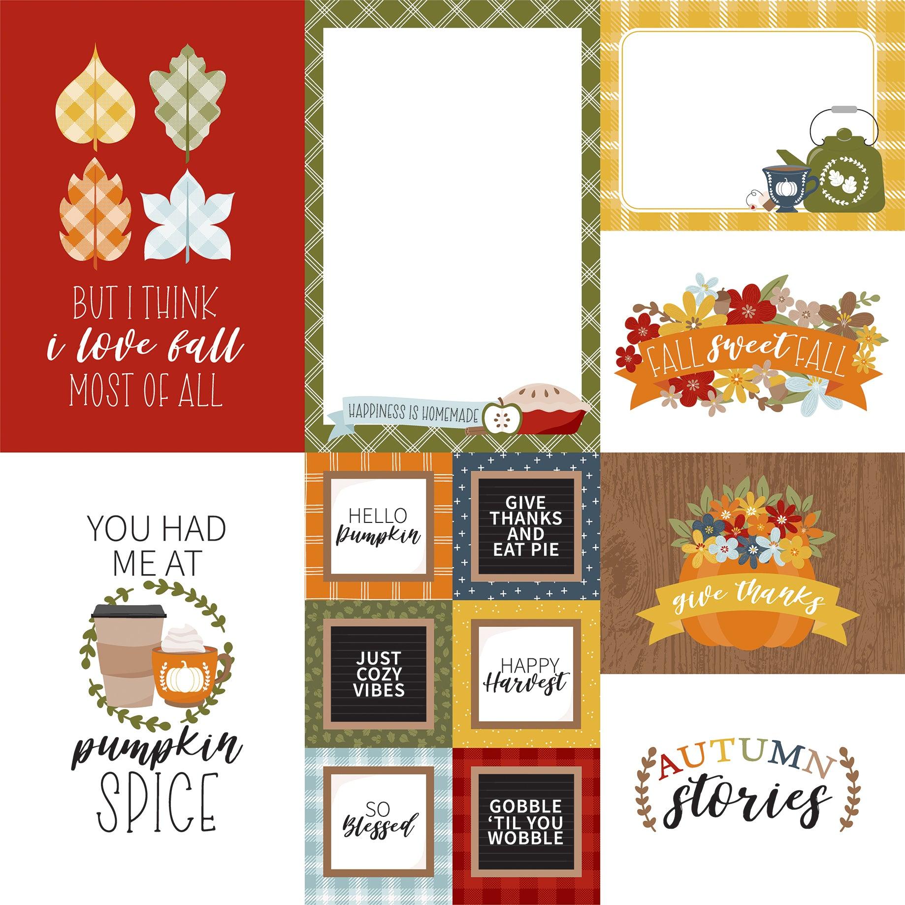 Fall Fever Collection Multi Journaling Cards 12 x 12 Double-Sided Scrapbook Paper by Echo Park Paper - Scrapbook Supply Companies