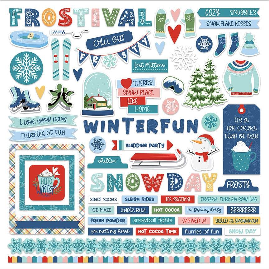 Frostival Collection 12 x 12 Cardstock Scrapbook Sticker Sheet by Photo Play Paper