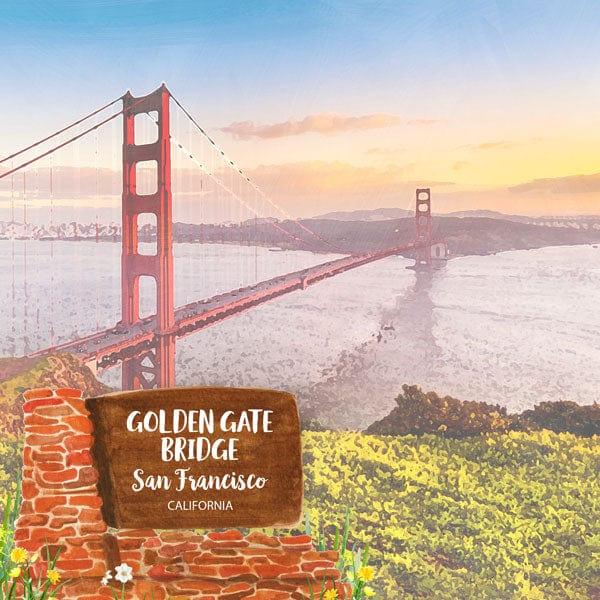 National Park Collection Golden Gate Bridge 12 x 12 Double-Sided Scrapbook Paper by Scrapbook Customs - Scrapbook Supply Companies