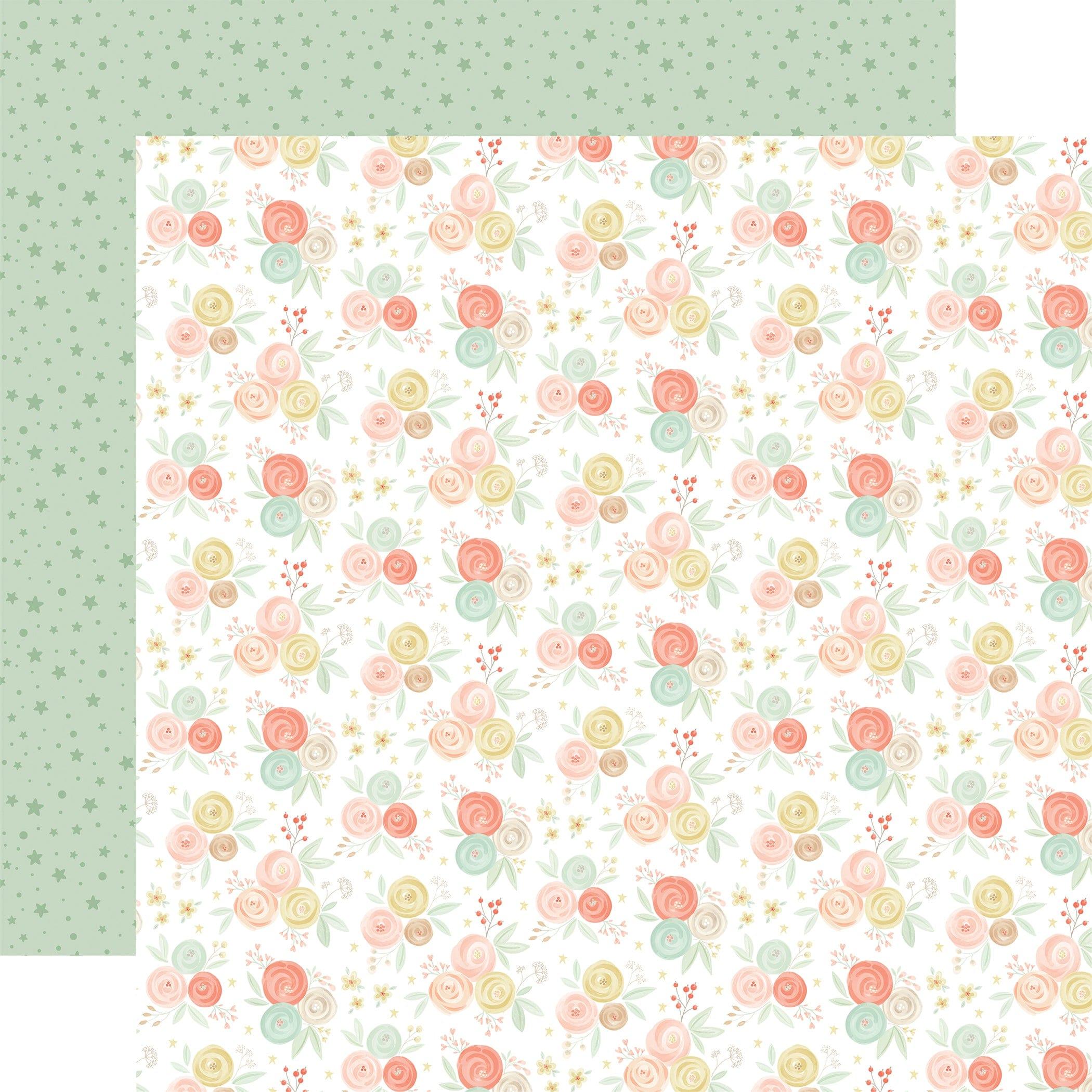 It's A Girl Collection Nursery Room Flowers 12 x 12 Double-Sided Scrapbook Paper by Echo Park Paper