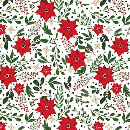 Jingle All The Way Collection Christmas Flowers 12 x 12 Double-Sided Scrapbook Paper by Echo Park Paper - Scrapbook Supply Companies