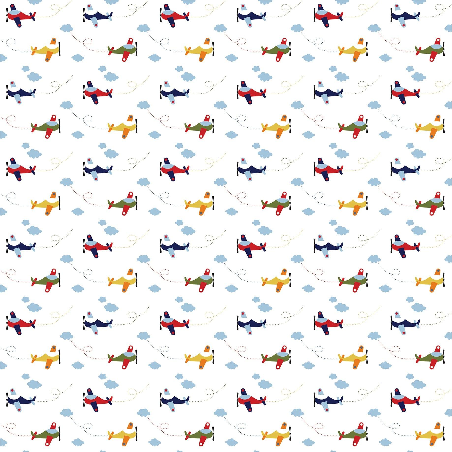 Little Dreamer Boy Collection Planes Palooza 12 x 12 Double-Sided Scrapbook Paper by Echo Park Paper - Scrapbook Supply Companies