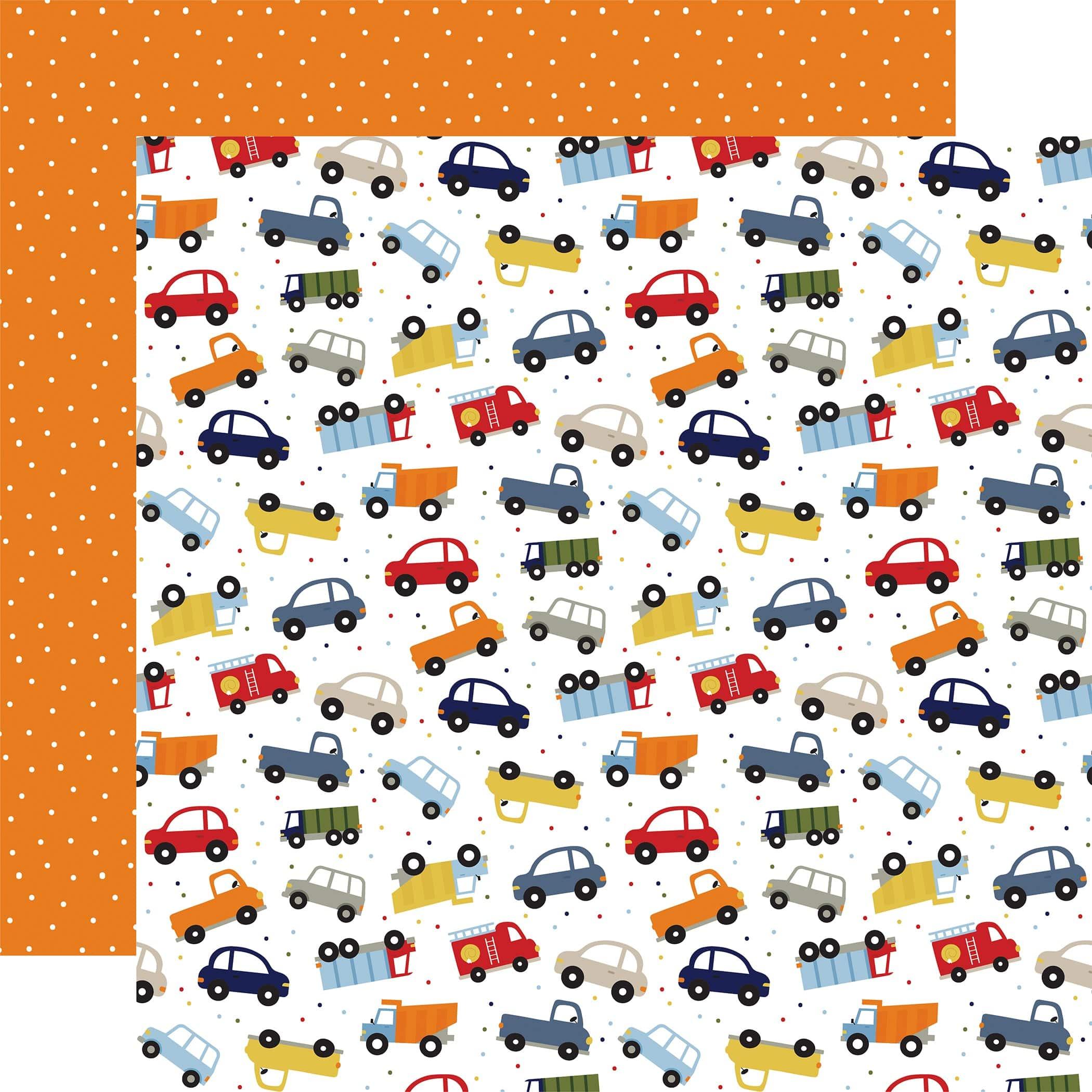 Little Dreamer Boy Collection Traffic Jam 12 x 12 Double-Sided Scrapbook Paper by Echo Park Paper