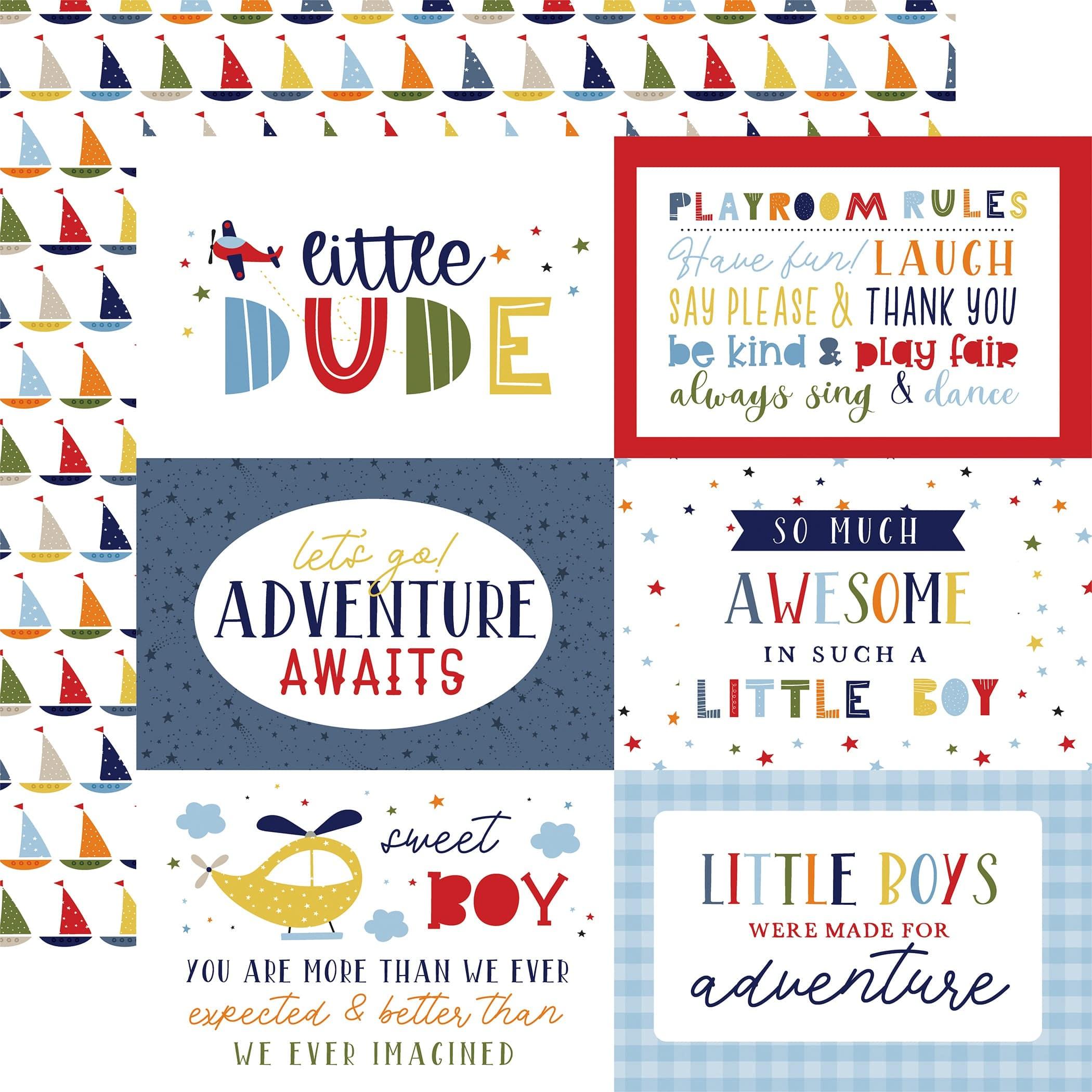 Little Dreamer Boy Collection 6x4 Journaling Cards 12 x 12 Double-Sided Scrapbook Paper by Echo Park Paper