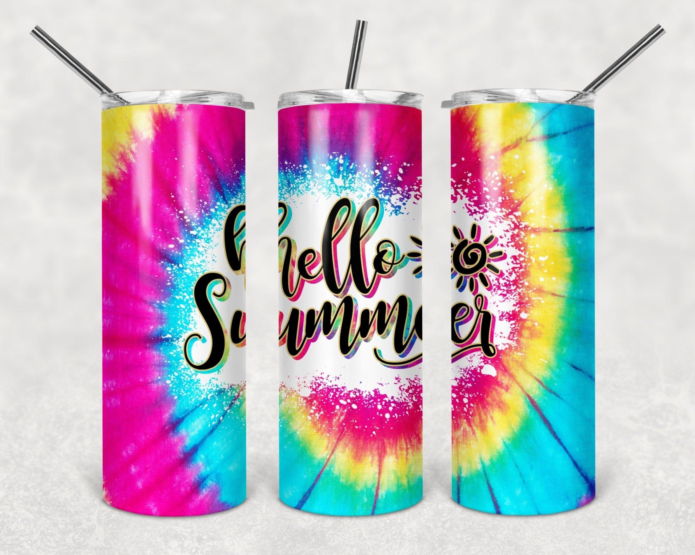 Hello Summer Tie Dye 30 oz. Straight Skinny Tumbler by SSC Designs - Scrapbook Supply Companies