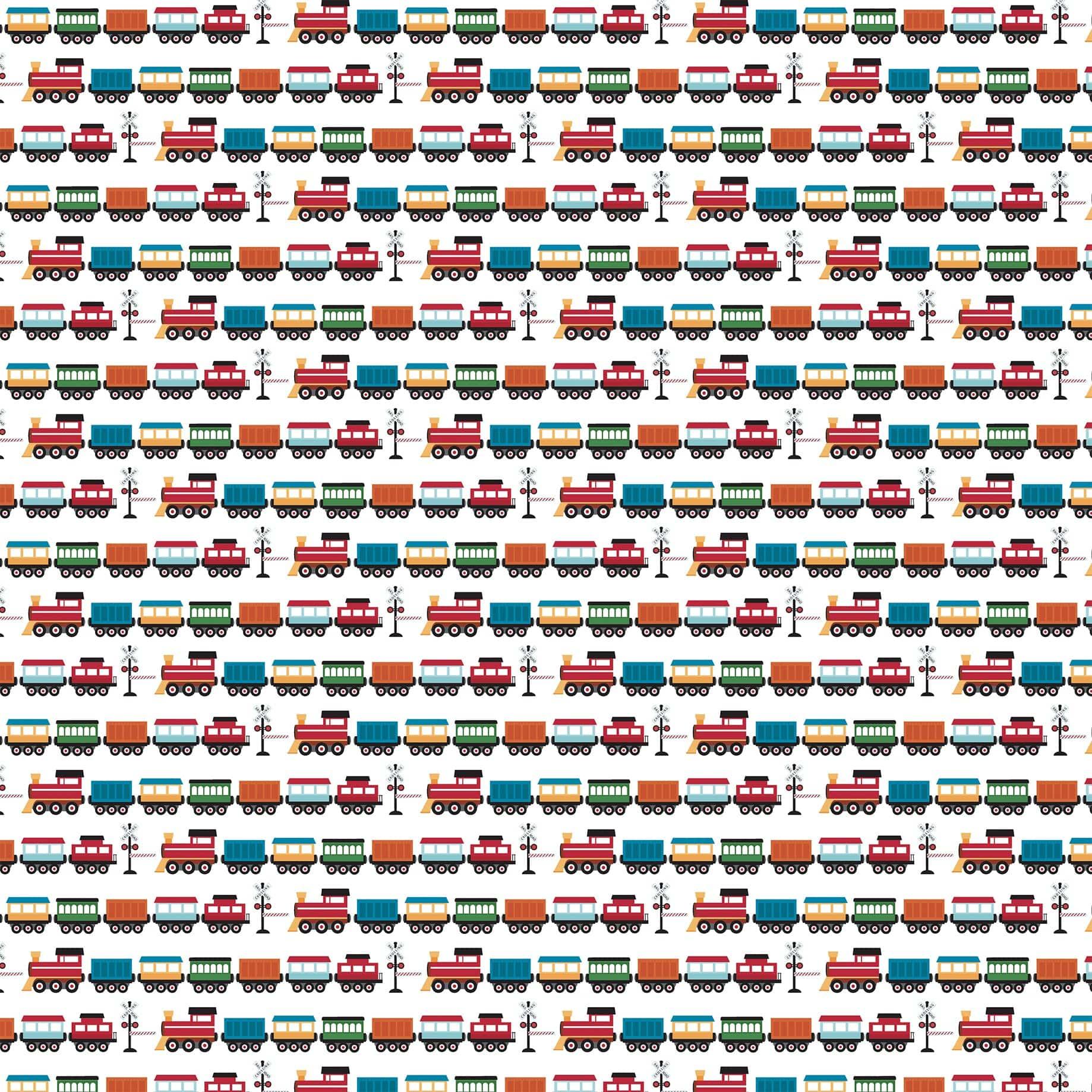 Play All Day Boy Collection All Aboard 12 x 12 Double-Sided Scrapbook Paper by Echo Park Paper - Scrapbook Supply Companies