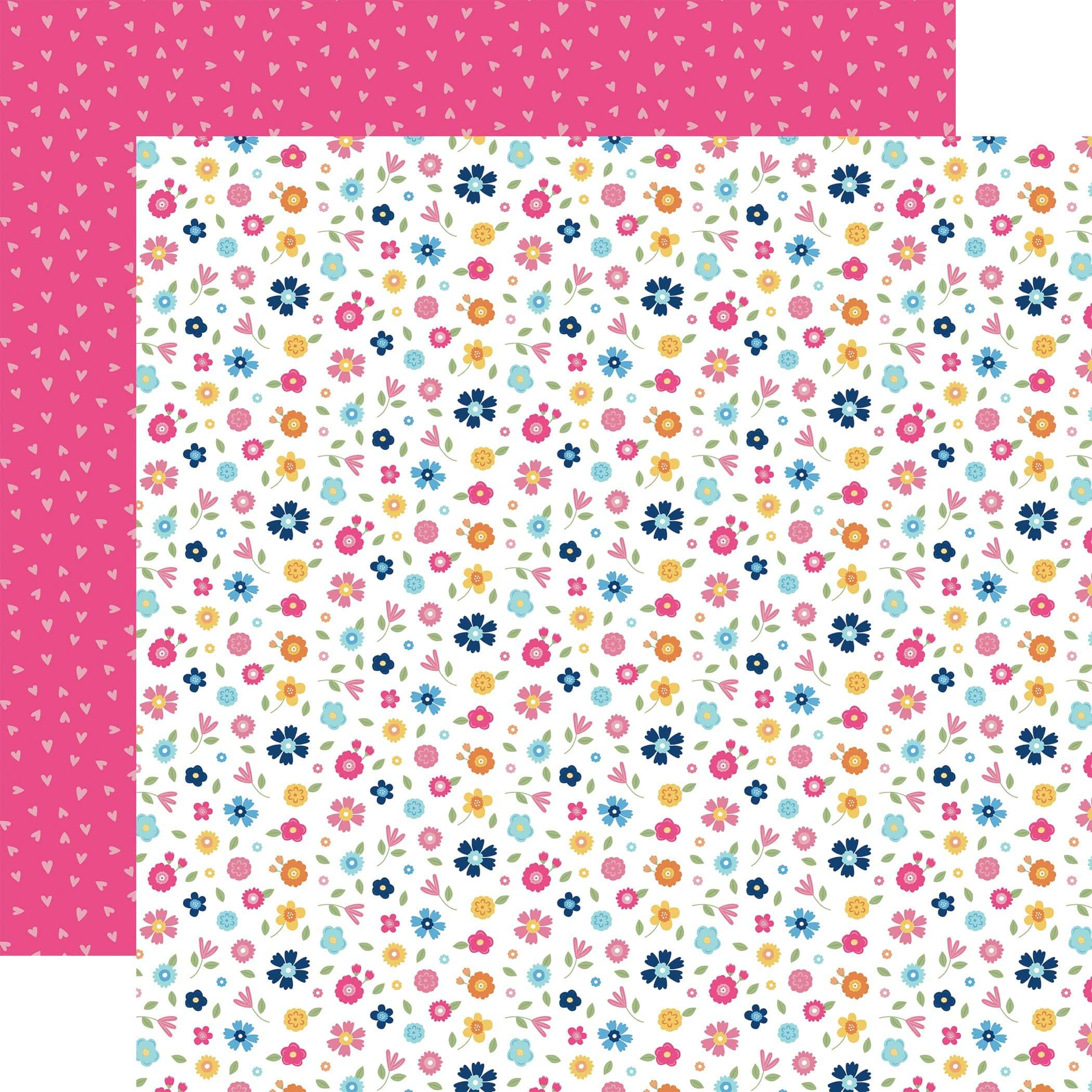 Play All Day Girl Collection Mixed Floral 12 x 12 Double-Sided Scrapbook Paper by Echo Park Paper