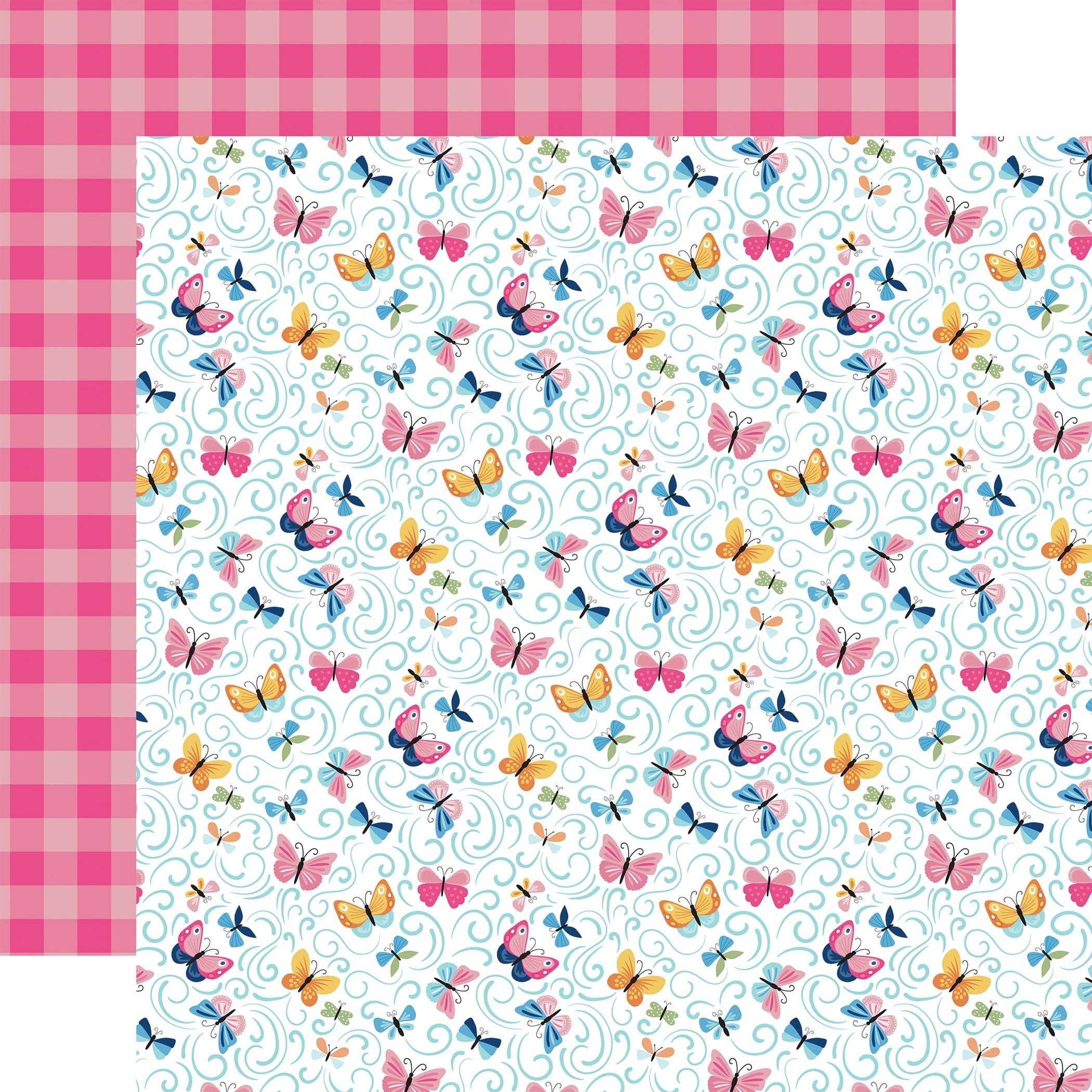 Play All Day Girl Collection Catch Butterflies 12 x 12 Double-Sided Scrapbook Paper by Echo Park Paper