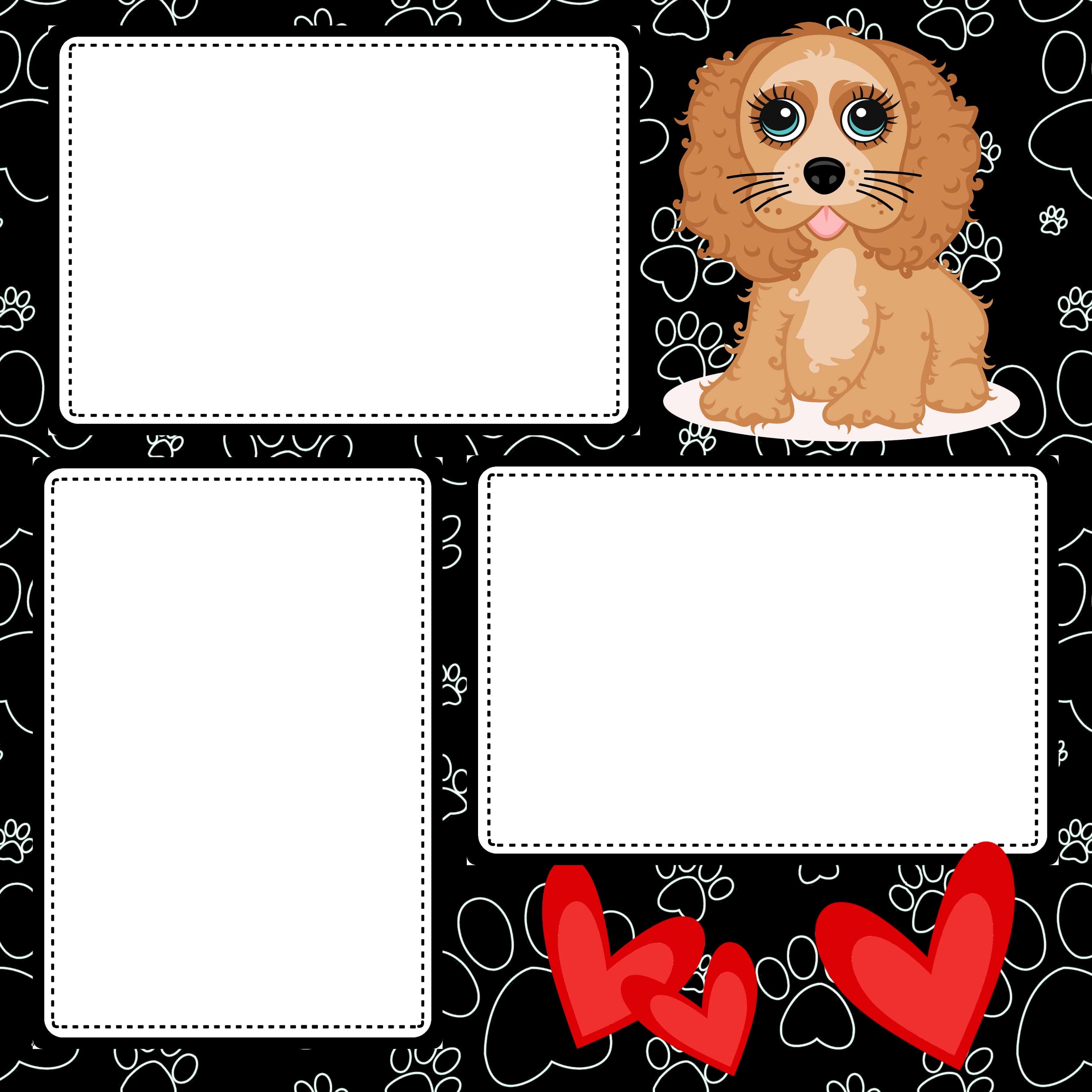 Puppy Love **Pick Your Breed** (2) - 12 x 12 Premade, Printed Scrapbook Pages by SSC Designs - Scrapbook Supply Companies