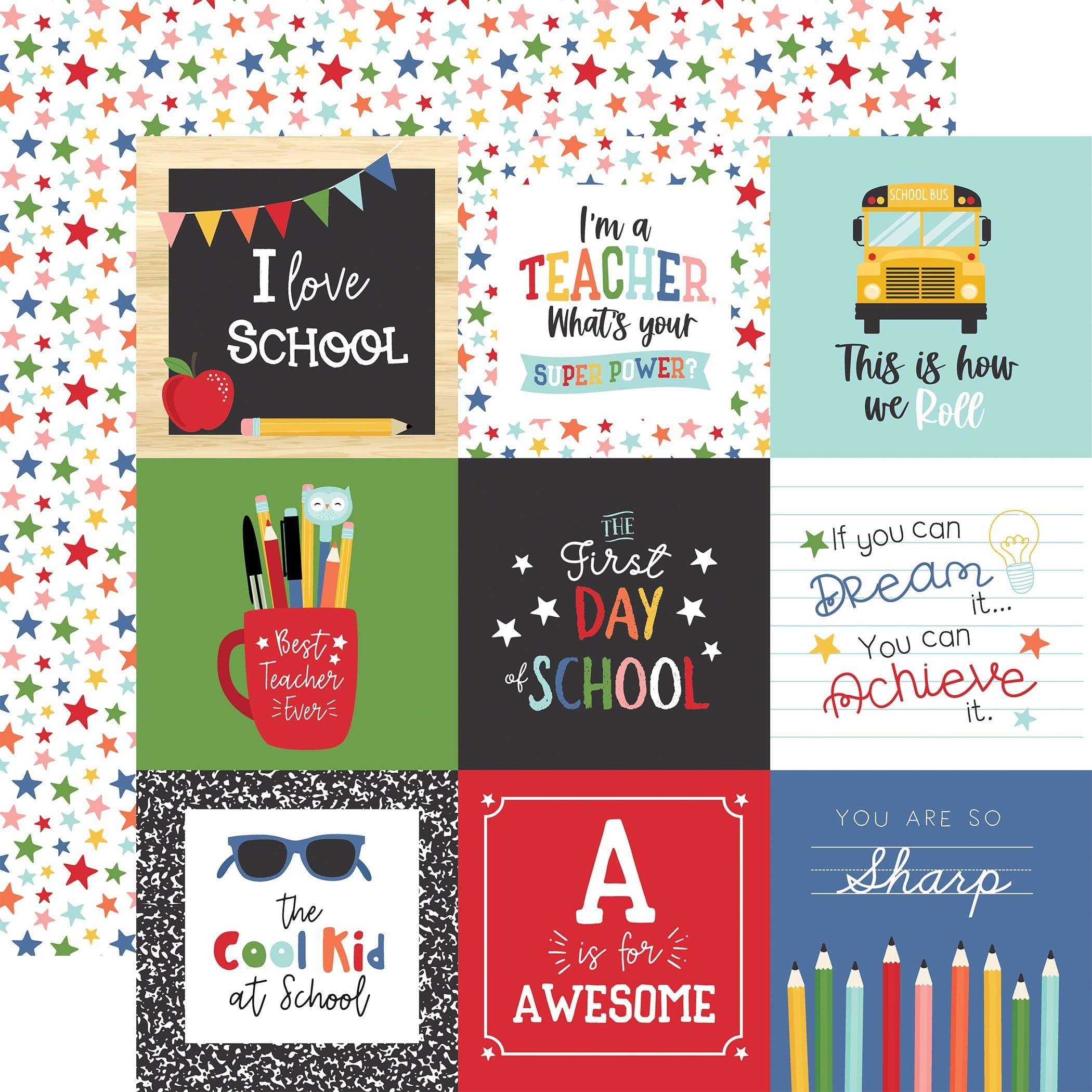 I Love School Collection 12 x 12 Scrapbook Paper & Sticker Pack by Echo Park Paper - Scrapbook Supply Companies