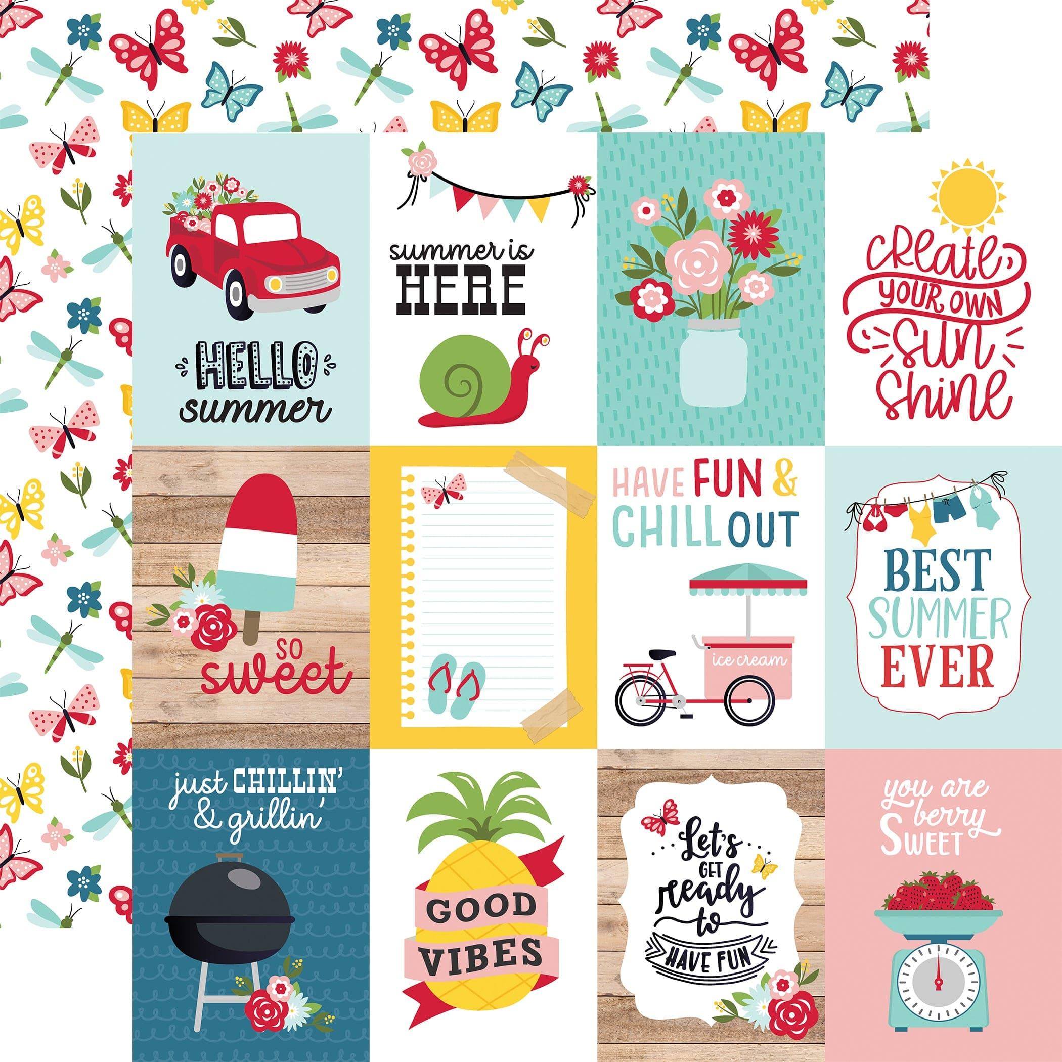 Slice of Summer Collection 3x4 Journaling Cards 12 x 12 Double-Sided Scrapbook Paper by Echo Park Paper