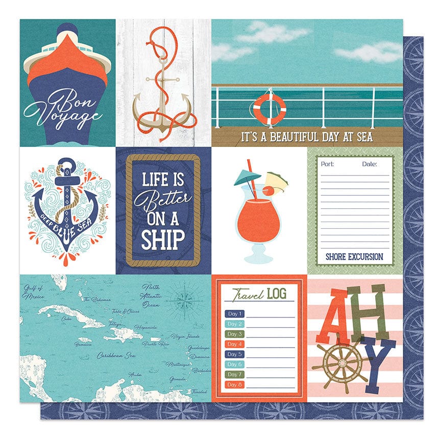 Ship To Shore Collection Ahoy 12 x 12 Double-Sided Scrapbook Paper by Photo Play Paper