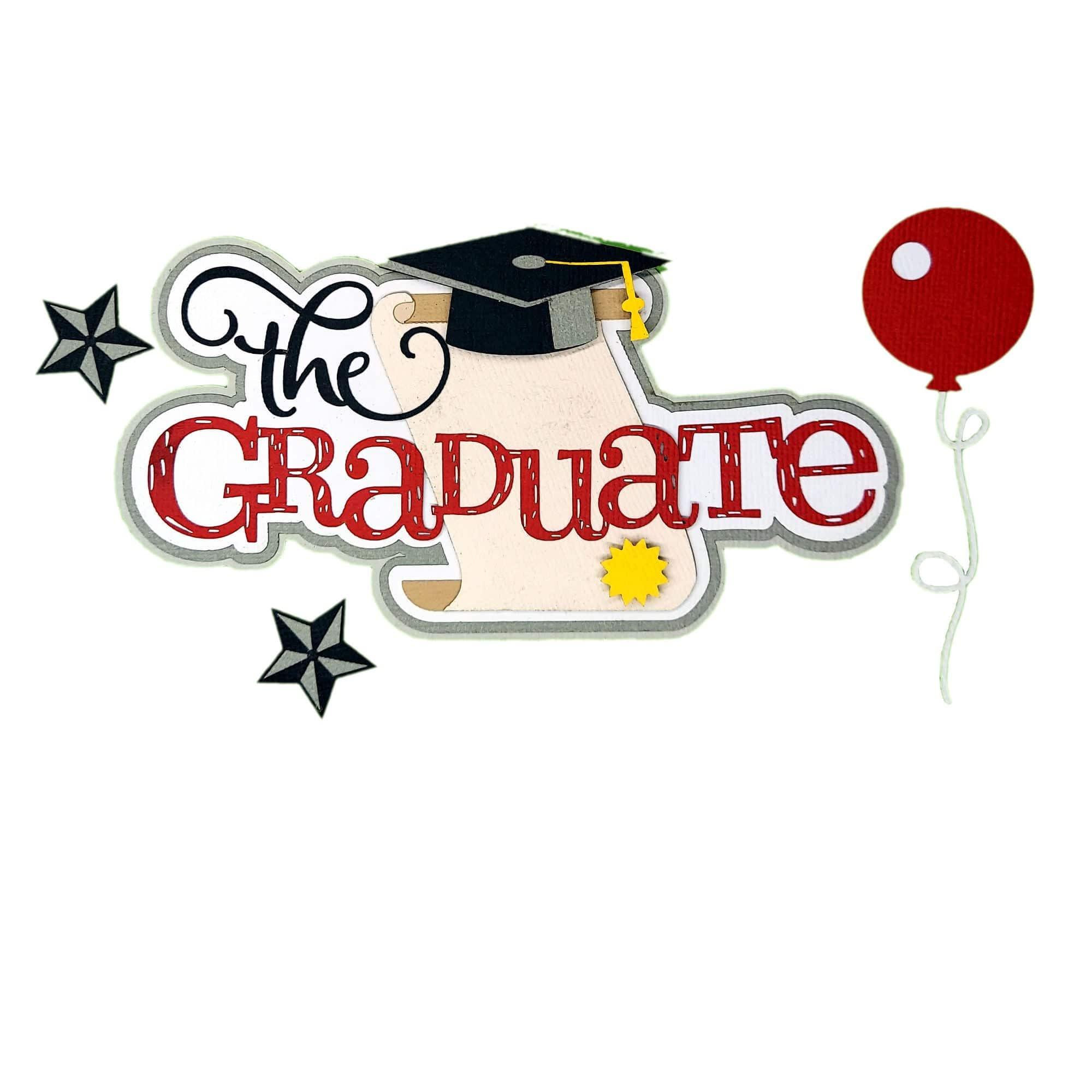 The Graduate 3 x 6 Title & Accessories Fully-Assembled Laser Cut Scrapbook Embellishments by SSC Laser Designs