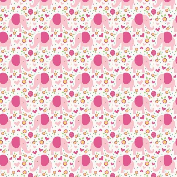 Hello Baby Collection Pink Girl Elephants 12 x 12 Double-Sided Scrapbook Paper by Paper House Productions - Scrapbook Supply Companies